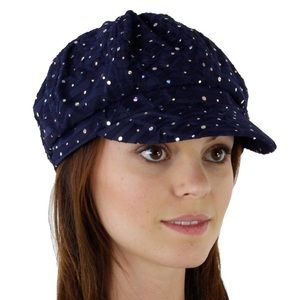 Glitter Sequin Trim Newsboy Style Relaxed Fit Cap